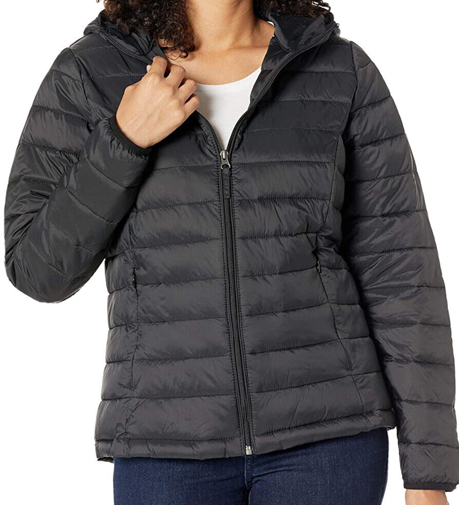   Essentials Women's Lightweight Water-Resistant Hooded  Puffer Coat (Available in Plus Size), Black, X-Small : Clothing, Shoes &  Jewelry