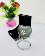 Dark Grey Heart Urn Paw Print Memorial Urn for Ashes-Pet Small Urn w/Box  Stand