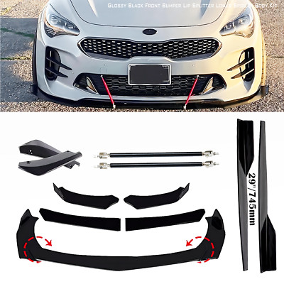 For Kia Stinger Car Front Rear Bumper Lip Spoiler Splitter Glossy Black Body Kit