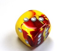 Jumbo 30mm D6 Gemini Red Yellow Silver Dice Extra Large RPG Tabletop Roleplay