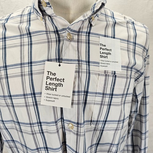 NWT Sonoma Shirt Mens Large Perfect Length Casual Button Down Plaid Long Sleeve - 第 5/15 張圖片