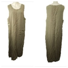 Talbots Sheath Maxi Dress XL Clay Light Green Sleeveless Modest Lagenlook Casual