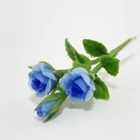 Blue Roses Flower Miniature Handmade Clay Plant Doll House Garden Decoration