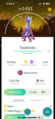 Shiny GIGAMAX Toxtricity Low Key Form Global backgroud -P T C- Read Descriptio