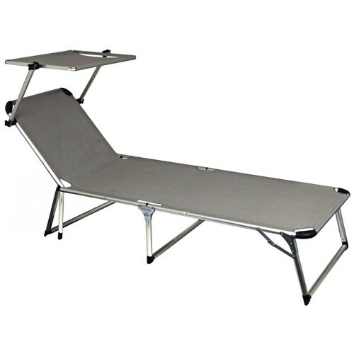 Kurz Aluminium Three Leg Lounger Silver Taupe Sunbed Garden