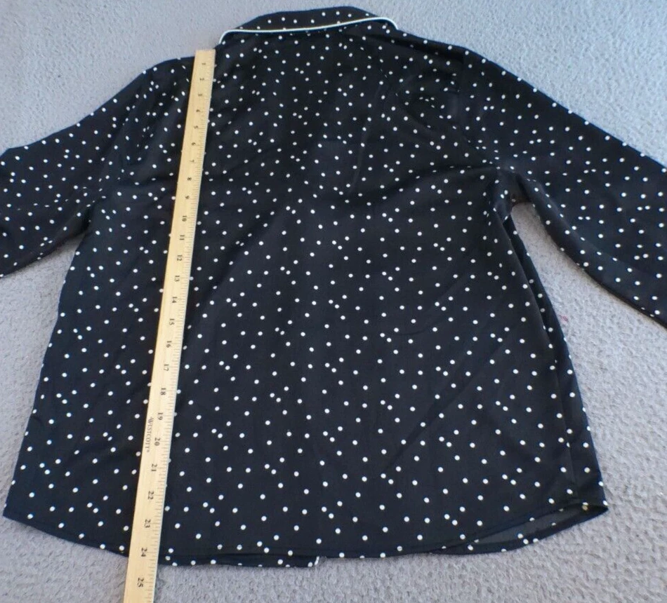 Женская футболка для сна J Crew средний размер черная в горошек пижама топ карман на пуговицах - Изображение 3 из 4