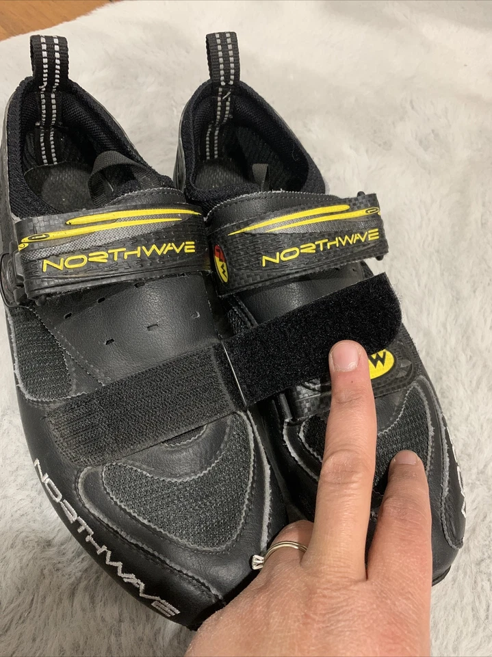 Bike Shoes Northwave Stealth Compact Men Mountain Size 9US Black Yellow Leather - Image 4 of 4