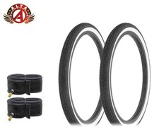 2 ALTA WHITEWALL BICYCLE 20 X 1.75 TIRES MINI BRICK SCHWINN STYLE TREAD W/TUBES.