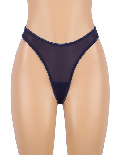 Retro Garter Belt 6 Suspenders Midnight Blue Mesh Lace Sexy Glamour - Picture 10 of 10