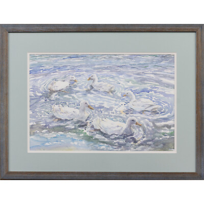 Aquarell von June Crawshaw. Titel ''Just swim around''