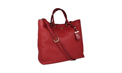PRADA Leder Tote Tasche / Shopper / Schulter Handtasche - Rot - NEU
