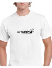 Camiseta Air Tahiti Nui Negra Logo Polinesia Aviación Aviación Blanco Algodón S-5XL