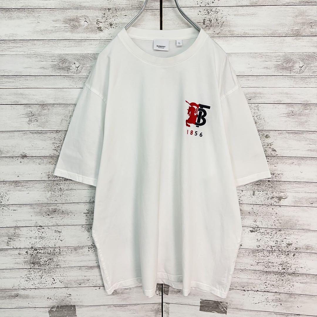 BURBERRY Embroidered TB Logo Popular White T-Shirt - Men's