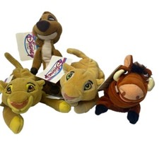 Lion King Simba Nala Timone Pumbaa plush beanbags - Disney Store 1990 vintage