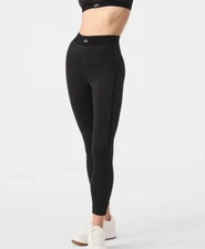 ALO Yoga Airlift High Waist 7/8 Line Up Black Legging  Velvet Accents Medium M