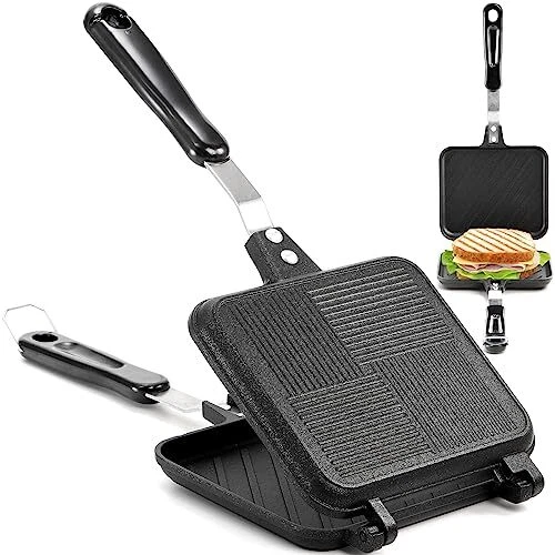 Sandwichera caliente Flip Pan Sandwichera a la parrilla con mango