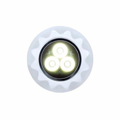 3 High Power White LED Mini Warning Light 12 Flash Pattern - Clear Lens