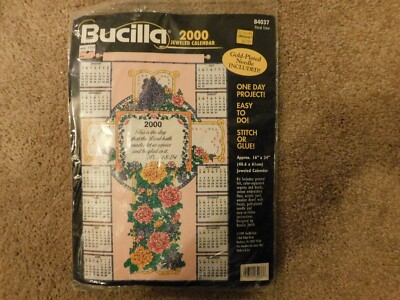 1999 - Bucilla Year 2000 Jeweled Calendar Kit W/ Gold Plated Needle #84037 New