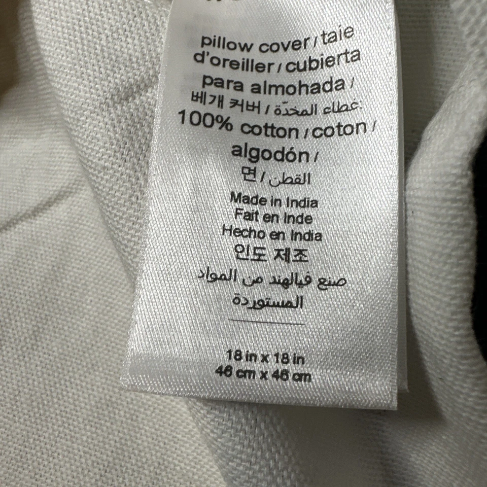 New West Elm Navy Blue & White Throw Pillow Sham w/ Tassels 18" x 18" NWOT 028 - Image 3 of 3