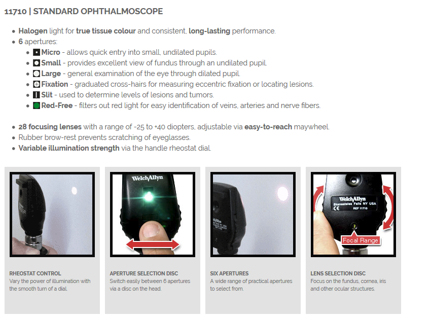 Welch Allyn 11710 3.5V Standard Opthalmoscope Head New in Box