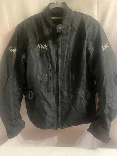 HWK Men's Black Motorcycle Jacket Zip (Pads) Ventilated Mesh Stand-Up Collar, L  image 13