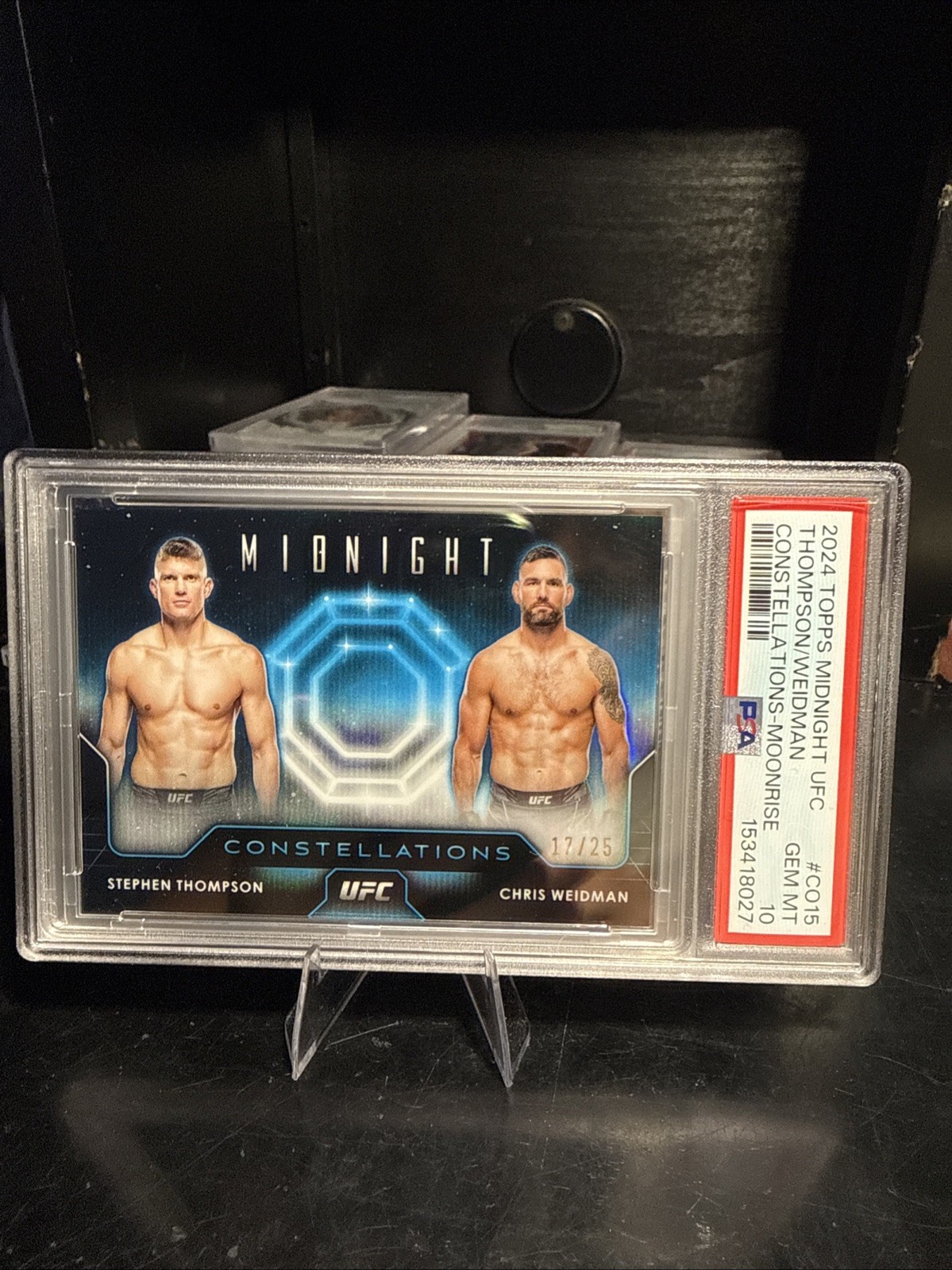 2024 Topps Midnight UFC #CO-15 Steven Thompson/ Chris Weidman /25 PSA 10 view 1