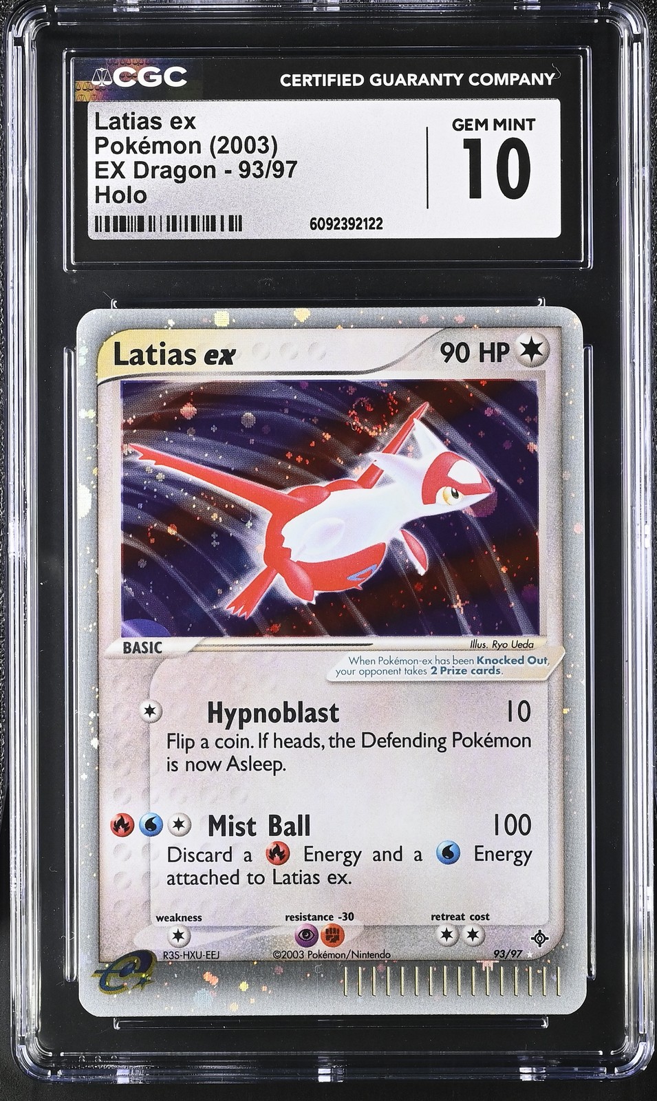 CGC 10 GEM MINT Latias ex 2003 EX Dragon 93/97 Holo SWIRL Pokemon Card