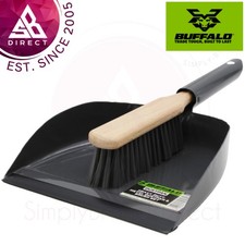 Buffalo Heavy Duty Metal Dustpan and Wooden Brush For Warehouses, Retail Stores