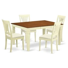 East West Furniture Weston 5-piece Wood Dining Set with Cushion Seat in Cherry