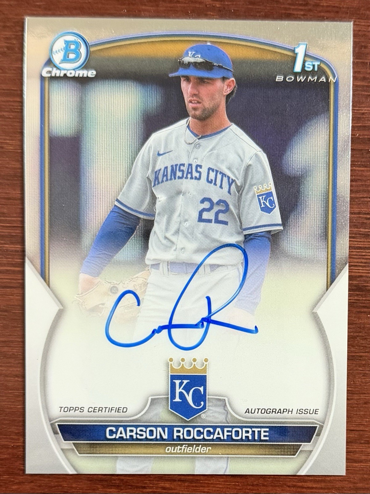 Carson Roccaforte 2023 1st Bowman Draft Chrome Prospect Auto #CDA-CR Royals