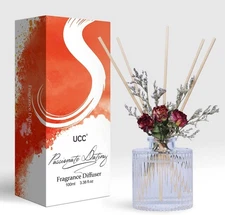Reed Diffuser Set 3.38oz, Passionate Dating Premium Scent with Flower Sticks