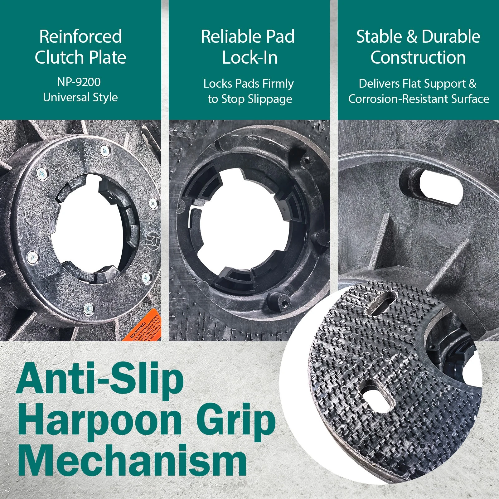 For 17" Floor Buffer Pad Driver 16" Harpoon Style w/Clutch Plate NP-9200 image 8