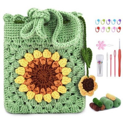 Crochet Kit for Beginners, Sunflower Phone Bag Crochet Kit for DIY
