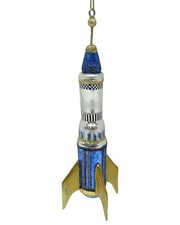 Kurt Adler 6.75In Glass Rocket Ornament Silver