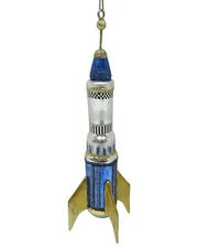 Kurt Adler 6.75In Glass Rocket Ornament Silver
