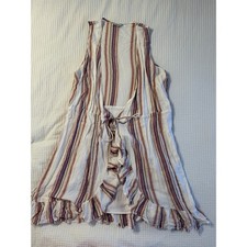 Rails Madison Ruffle Tie Wrap Mini Dress Jewel Stripe Metallic Size Large