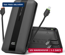 Portable Charger with Wall Plug, Fast Charging Power Bank Built-in Cables, Slim
