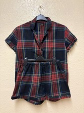 Boohoo tartan ladies pyjama set  Woman  s size 16  Top and shorts