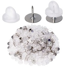 400pcs PVC Rubber Pin Backs Heliltd Butterfly Clutch Pins Tie Tacks Clear