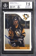 Mario Lemieux Signed RC 1985 Topps Auto Rookie BGS 7.5🔥 Rarer Gretzky RC Auto