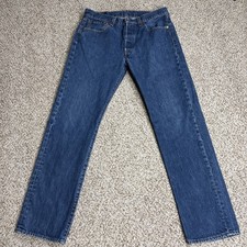 Levi's 501 Denim Jeans Mens 32x32 Dark Wash Button Fly Fits 32 X 30 Vintage