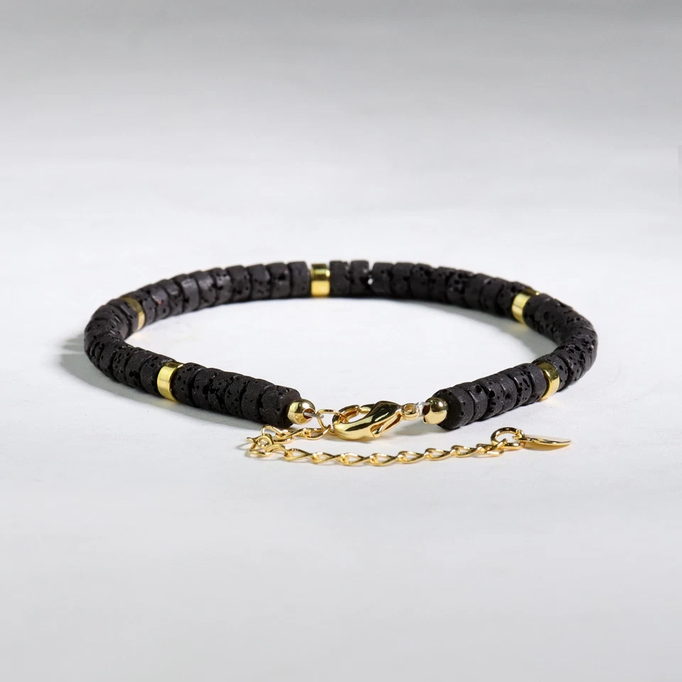 Lava Rock Bracelet Volcano Black Crystal Gemstone Beaded Stone Women Men Jewelry - Image 4 of 4