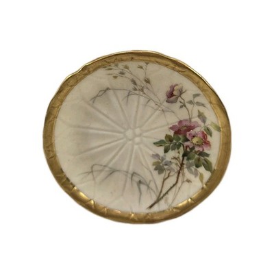 Antique Vintage Royal Worcester England Hand Painted Floral Plate Gold Art