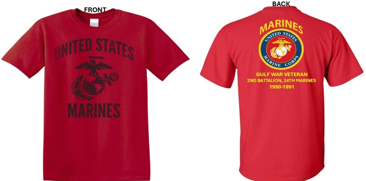 GULF WAR* 2ND BATTALION, 24TH MARINES*2-SIDED SHIRT. USMC OFFICIALLY LICENSED - Picture 1 of 20