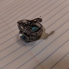  Moon, Flower, Horseshoe Inlaid Turquoise Water drop Shape Ring Adjustable. — photo 3