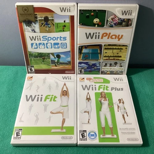 Wii Sports, Wii Play, Wii Fit, Wii Fit Plus, Nintendo Wii Game Lot: 3 of 4 CIB