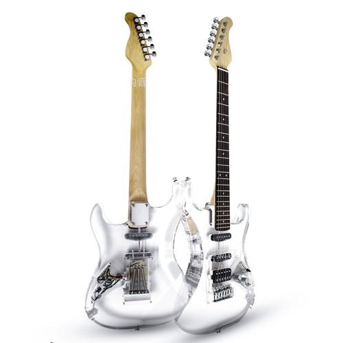 Electric Guitar Maple Acrylic Body Transparent Crystal Guitar Sweet Tone New - Picture 4 of 8