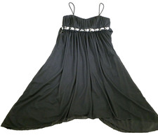 Intrigue Womens Dress Size M Black Rhinestone Spaghetti Straps Lined