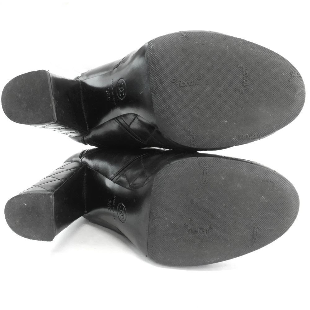 CHANEL short boots black size 36 equivalent J G284 silver hardware high heels he thumbnail 5