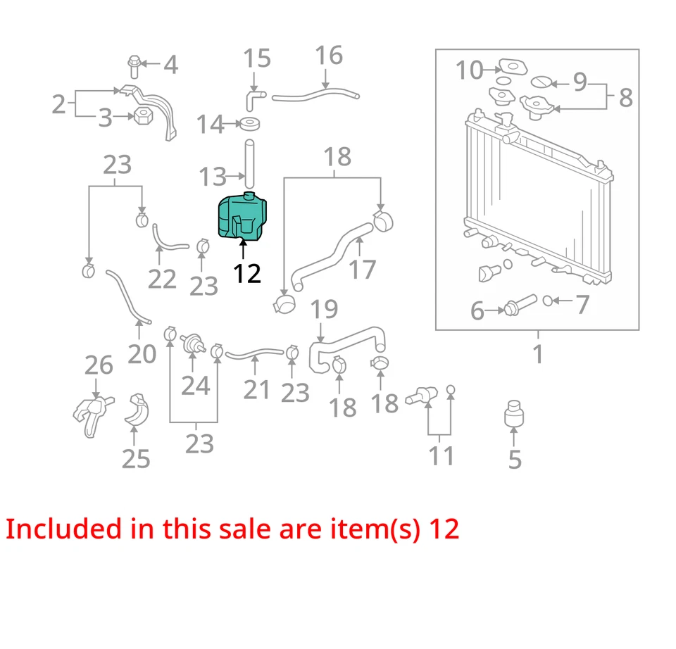 Garrafa tanque expansão transbordamento líquido refrigerante radiador Honda Cr-v 2007-2011 V8J0B - Imagem 2 de 3